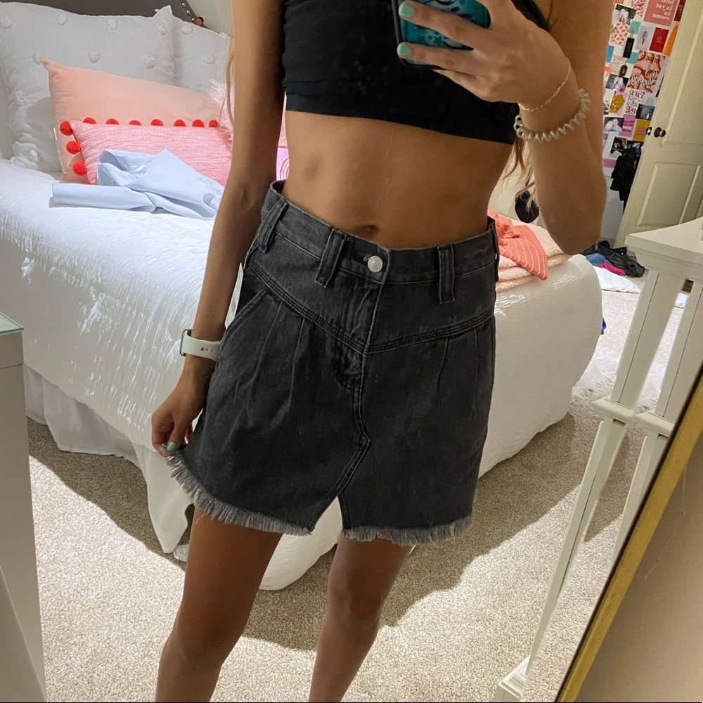 FREE PEOPLE washed black Bailey mini denim skirt